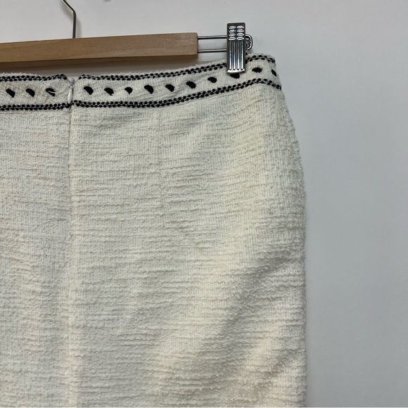 Anthropologie Dolan Embroidered Mini Skirt Pencil Boucle Ivory White Small - Picture 9 of 10